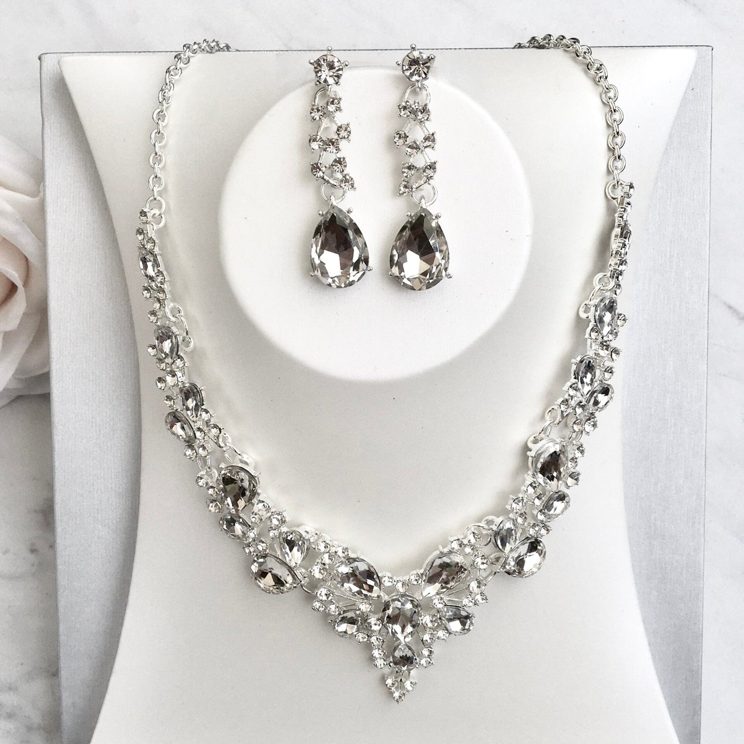 Pamela - Bridal 3-Piece Jewelry Set With Tiara - Available in Gold and Silver