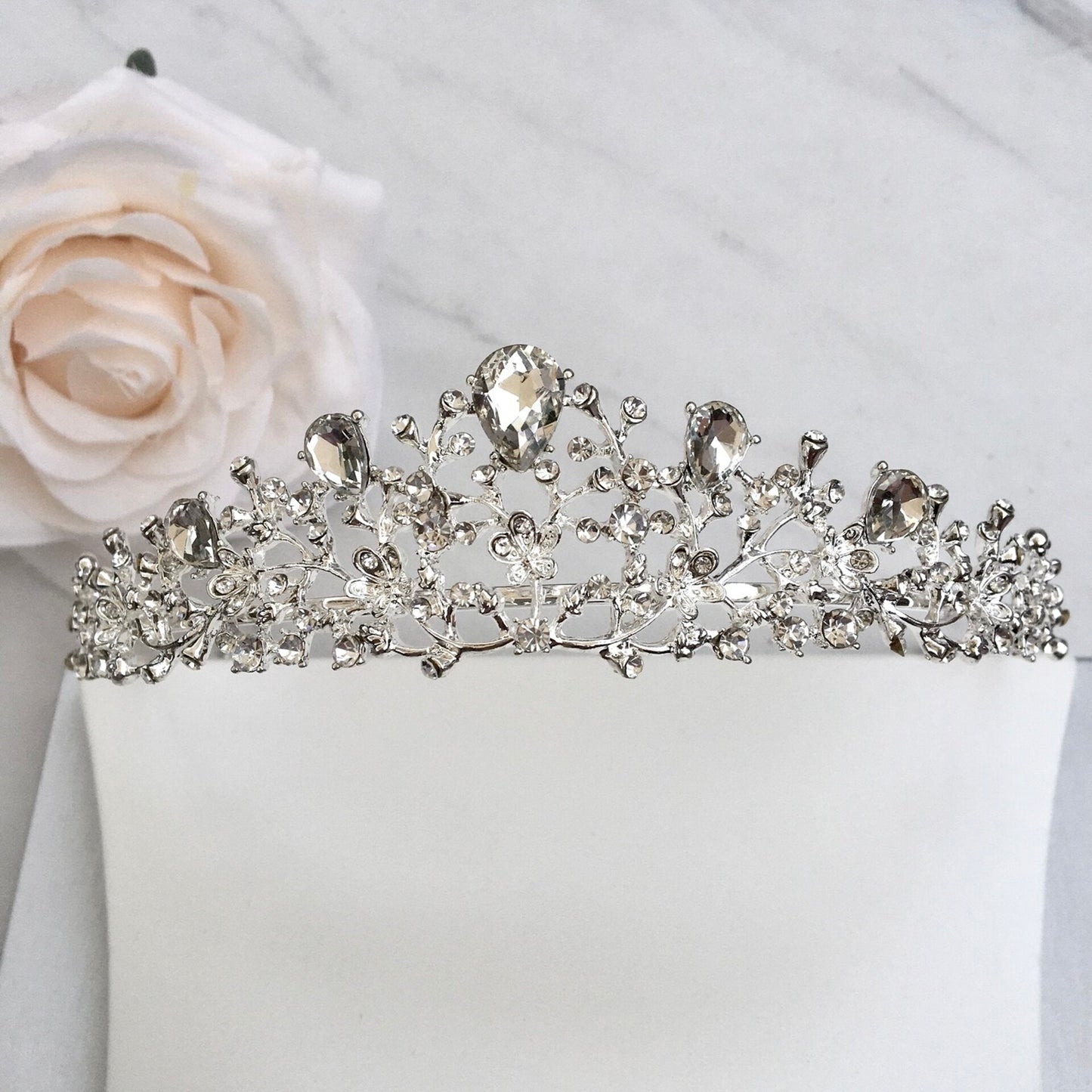 Pamela - Bridal 3-Piece Jewelry Set With Tiara - Available in Gold and Silver