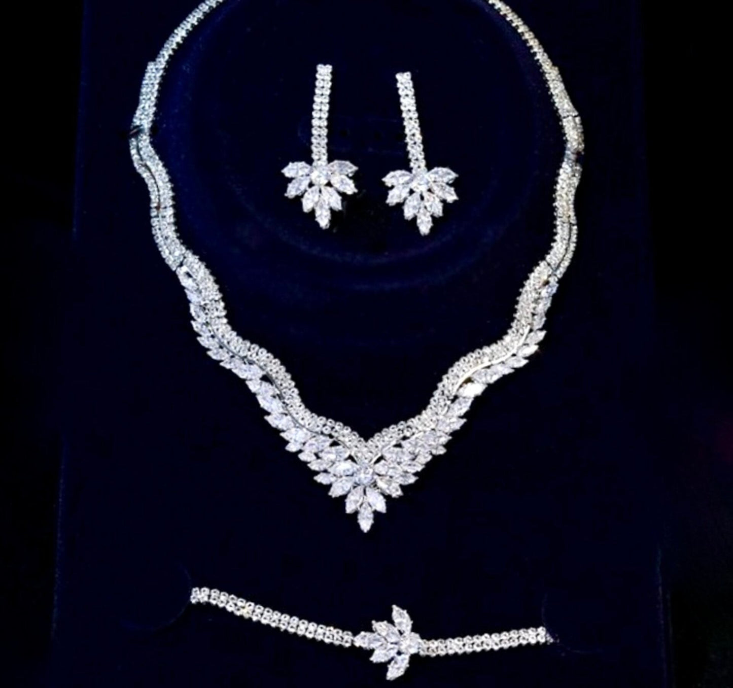 Adara - Luxury Cubic Zirconia Three-Piece Bridal Jewelry Set