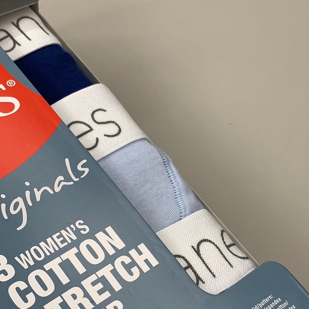 HANES 3 PACK!! Originals Women's Breathable Cotton Boxer Briefs Underwear Sz M Blue 45OUBB