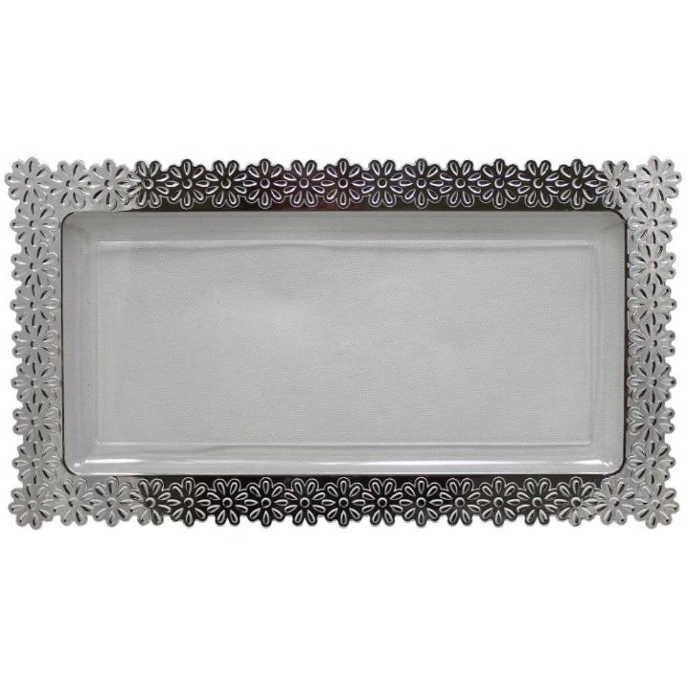 8 In. X 15 In. Silver Edged Flower Tray | 2 Count