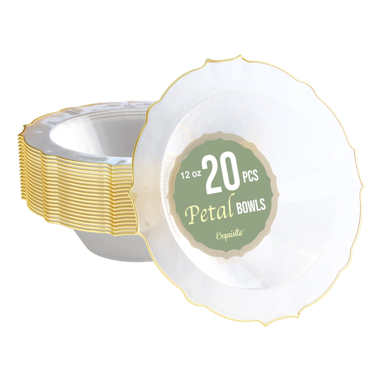 12 Oz. Clear/Gold Petal Bowls | 20 Count
