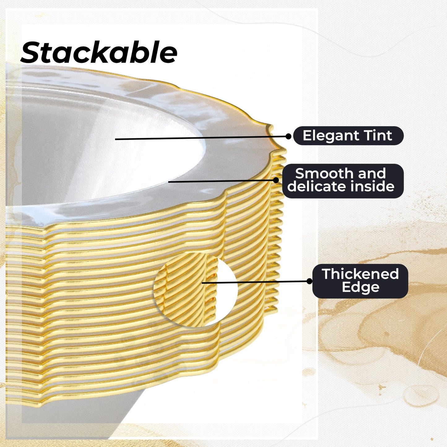 12 Oz. Clear/Gold Petal Bowls | 20 Count
