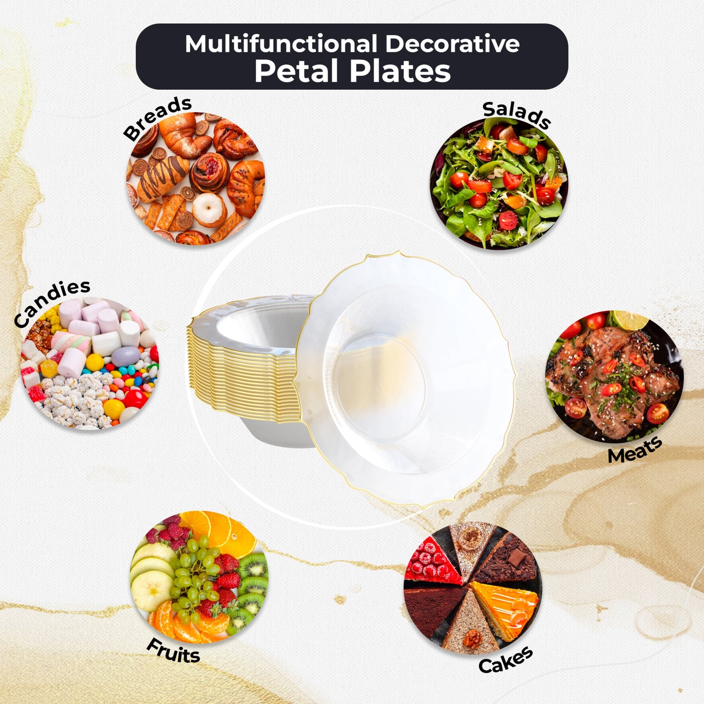 12 Oz. Clear/Gold Petal Bowls | 20 Count
