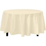 Premium Round Light Yellow Plastic Table Cover