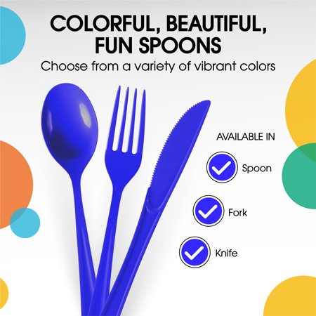 Dark Blue Cutlery Combo Set | 50 Forks 50 Spoons And 50 Knives