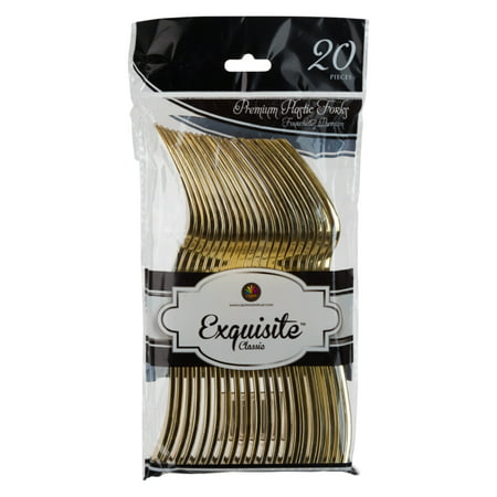 Exquisite Classic Gold Plastic Forks | 20 Count