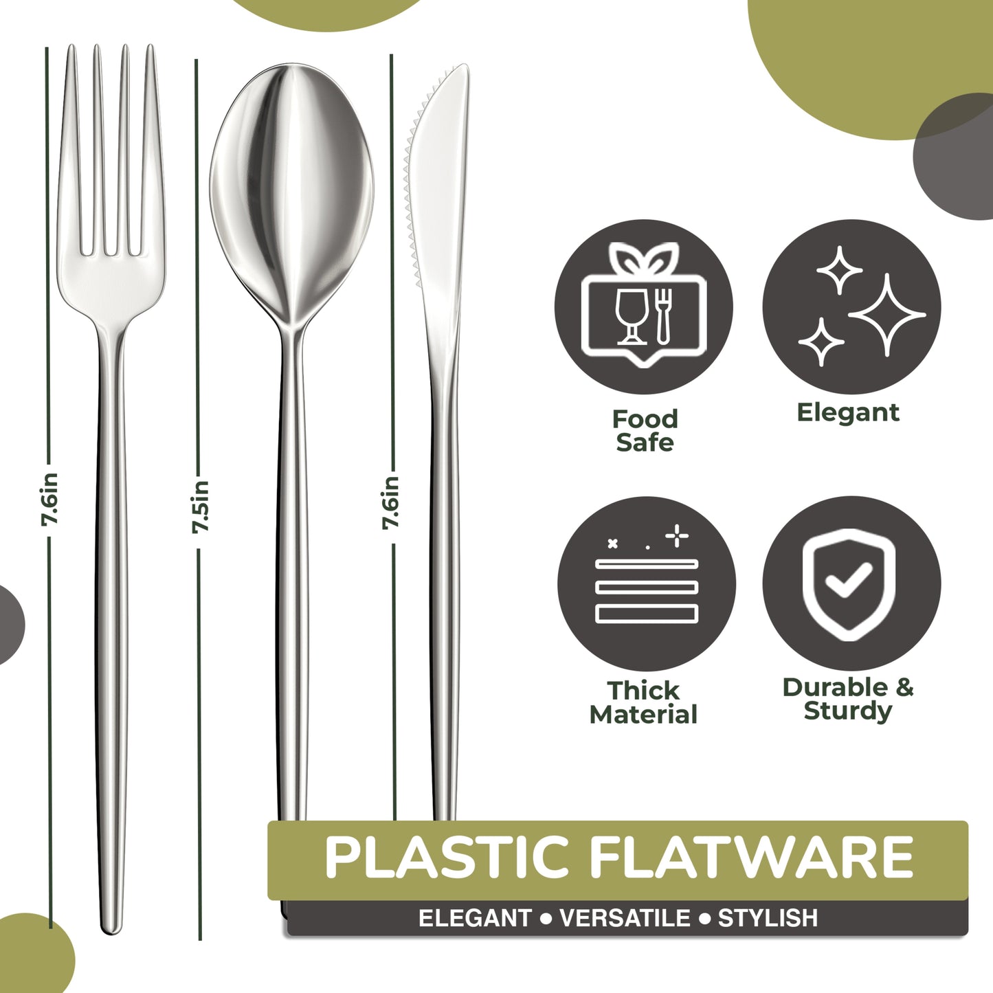 Trendables Gloss Silver Plastic Spoons | 120 Count