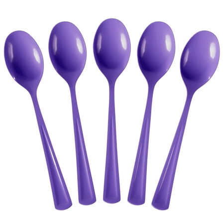 Heavy Duty Purple Plastic Spoons | 50 Count