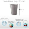 12 Oz. Silver Plastic Cups | 50 Count
