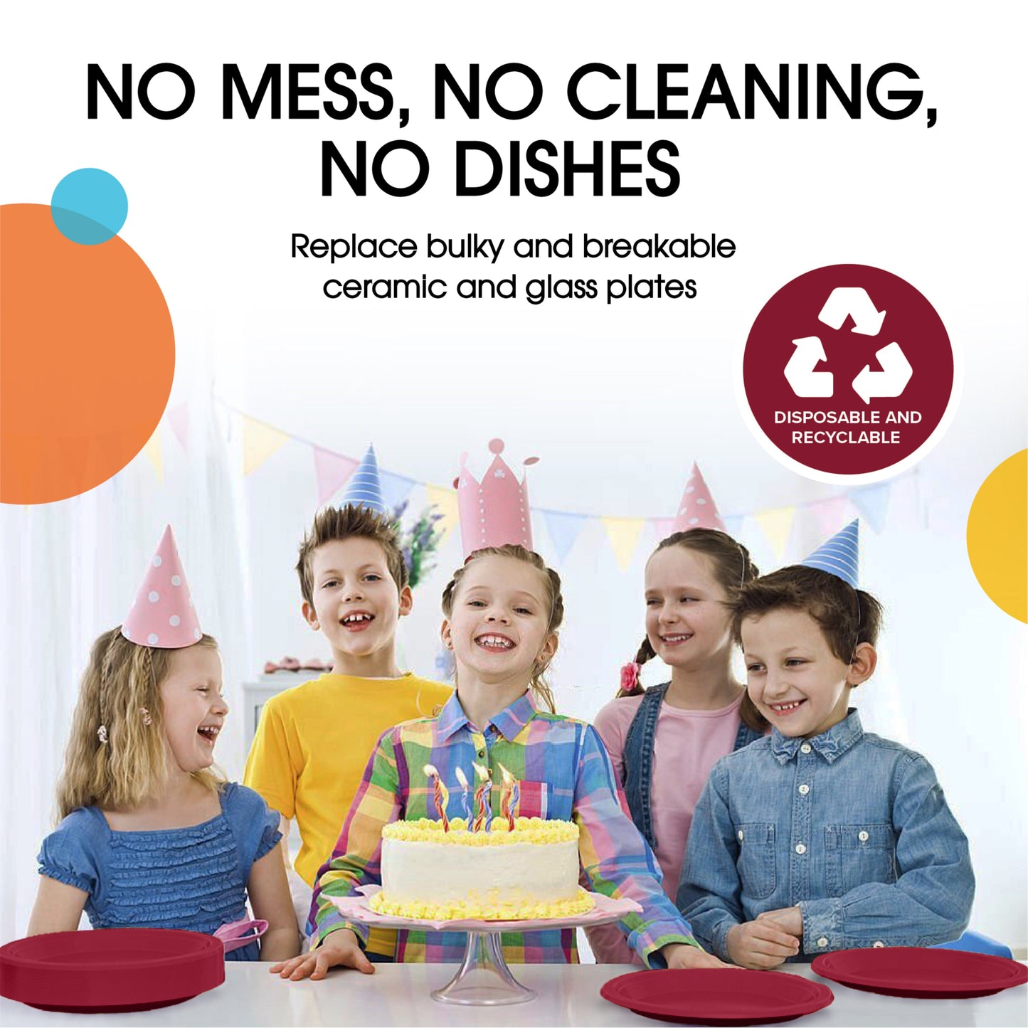 10 In. Burgundy Plastic Plates | 50 Count