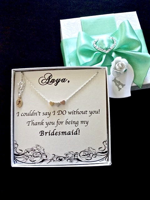 Viola - Mixed Metal Three Hearts Bridesmaids Necklace