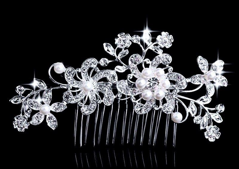 "Hazel" - Pearl and Crystal Bridal Hair Comb