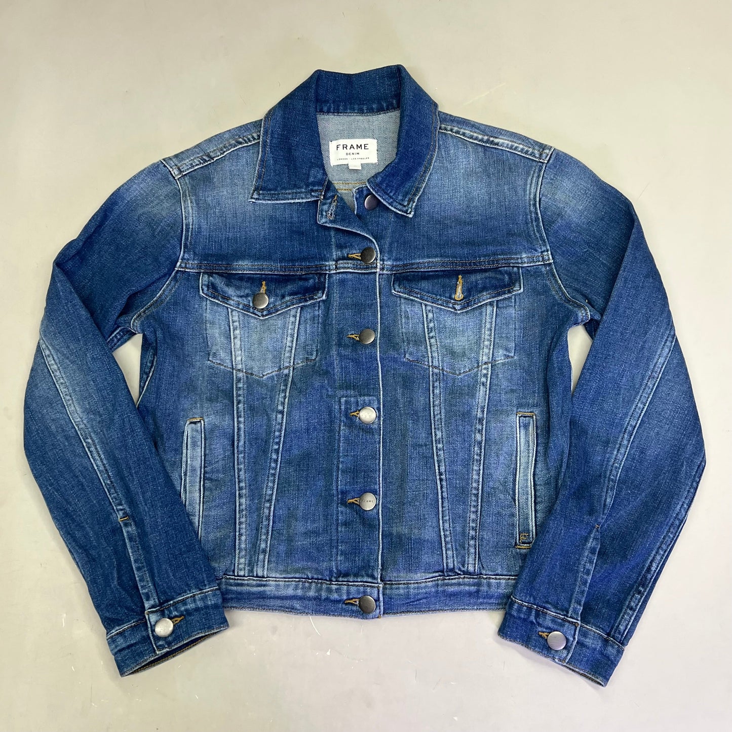 FRAME DENIM Button Cuffs Soft Jacket Women's Sz M Medium Blue Wash