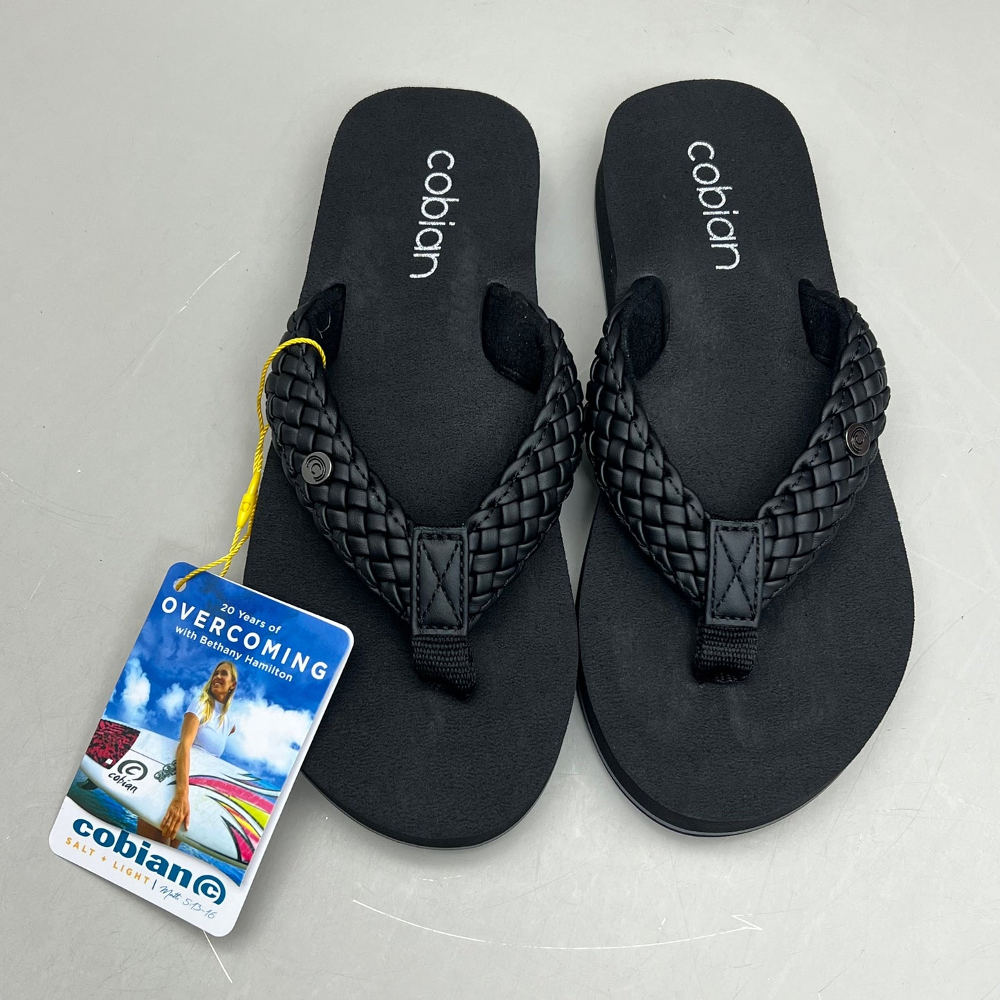 COBIAN Braided Bounce Synthetic Leather Sandals Women's Sz 7 EU 37 Black BRB10-001-7