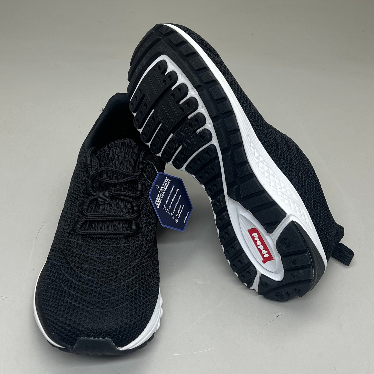 PROPET Tour Knit Sneaker Cushion Insole Women's Sz 9.5 M(B) Black/White WAA112M