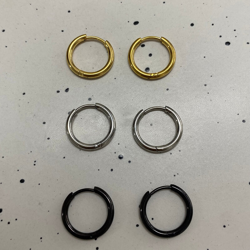 3 Pairs Minimalist Stainless Steel Hoop Earrings