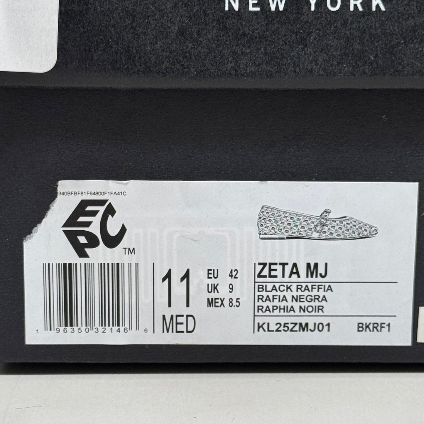 KENNETH COLE New York Zeta Raffia Jewel Jane Flat Women's Sz 11 Black KL25ZMJ01
