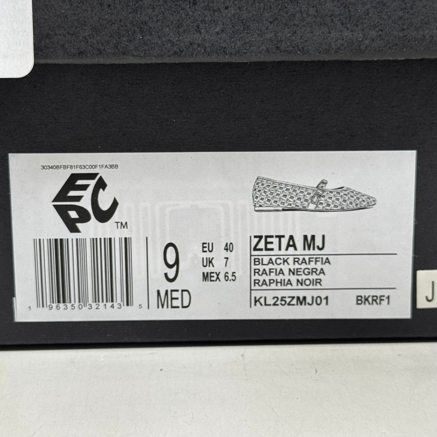 KENNETH COLE New York Zeta Raffia Jewel Jane Flat Women's Sz 9 Black KL25ZMJ01