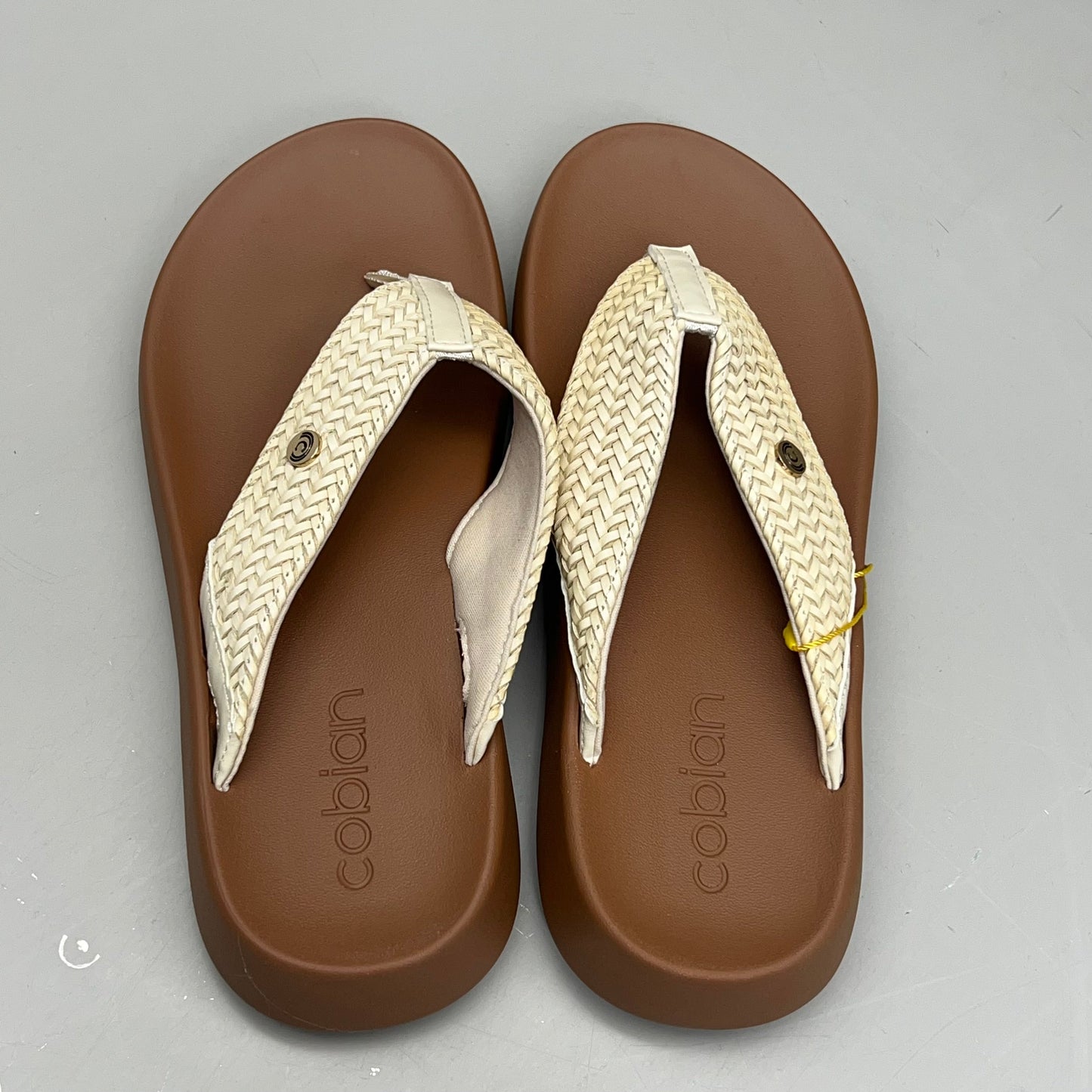 COBIAN Palmilla Braided Synthetic Leather Strap Women's Sz 9 EU 39.5 Cream PAL25-110-9