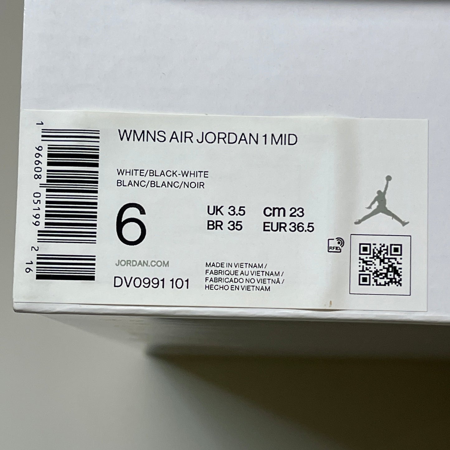 NIKE AIR JORDAN 1 Mid Panda Women's Sz 6 Black / White DV0991-101 (New)