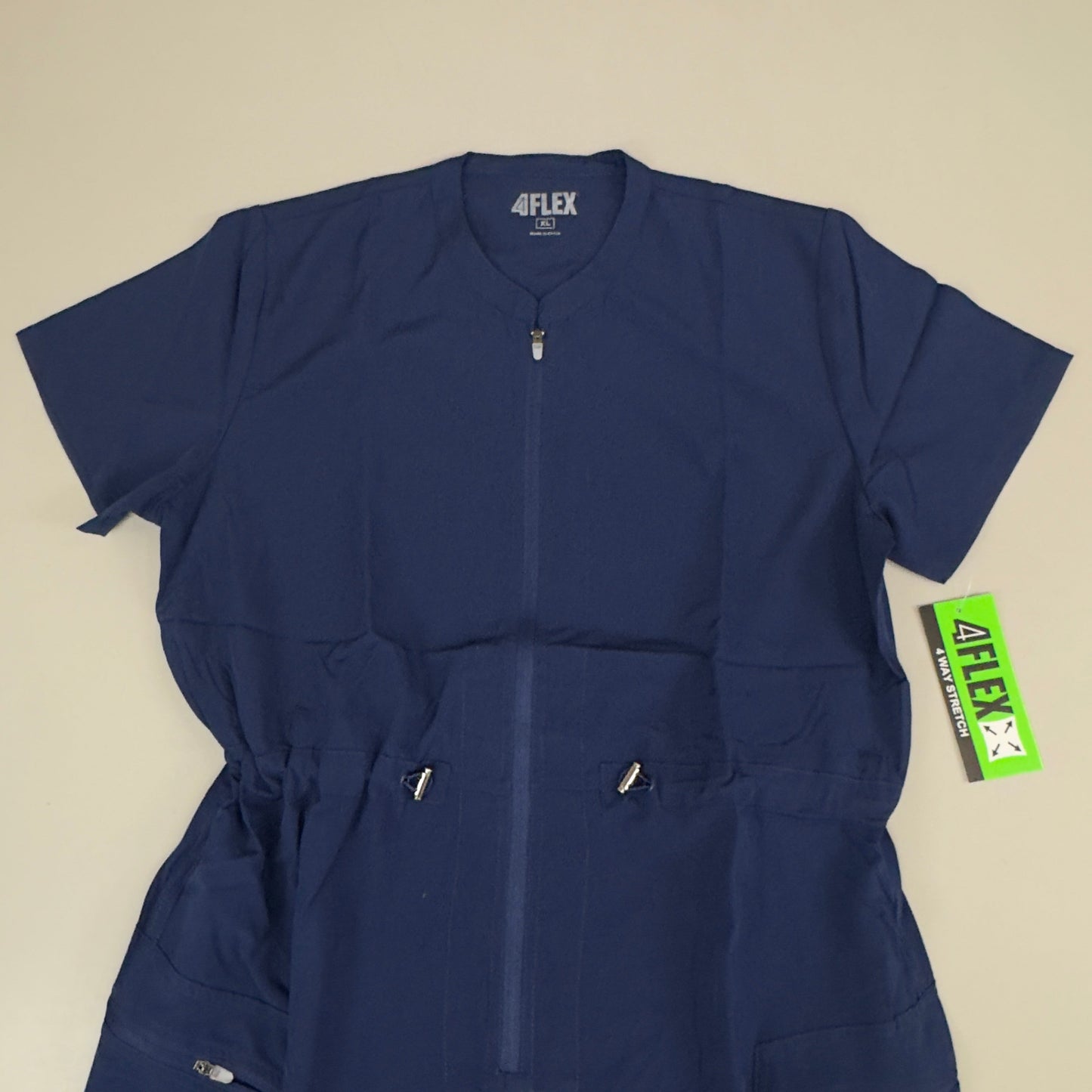 GREEN TOWN 4 Flex Scrubs Jumpsuit Cinch In Waist Women's Sz XL Indigo GFX-023AST