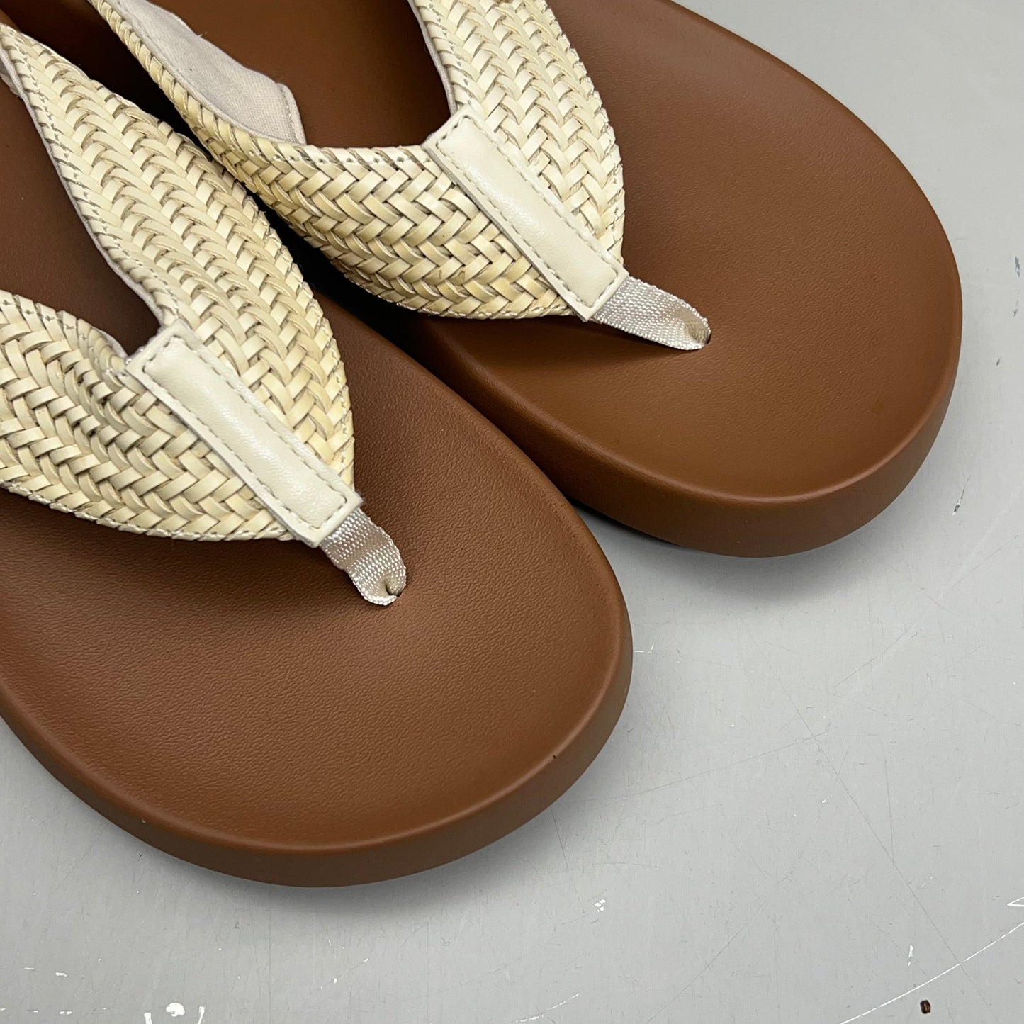COBIAN Palmilla Braided Synthetic Leather Strap Women's Sz 9 EU 39.5 Cream PAL25-110-9