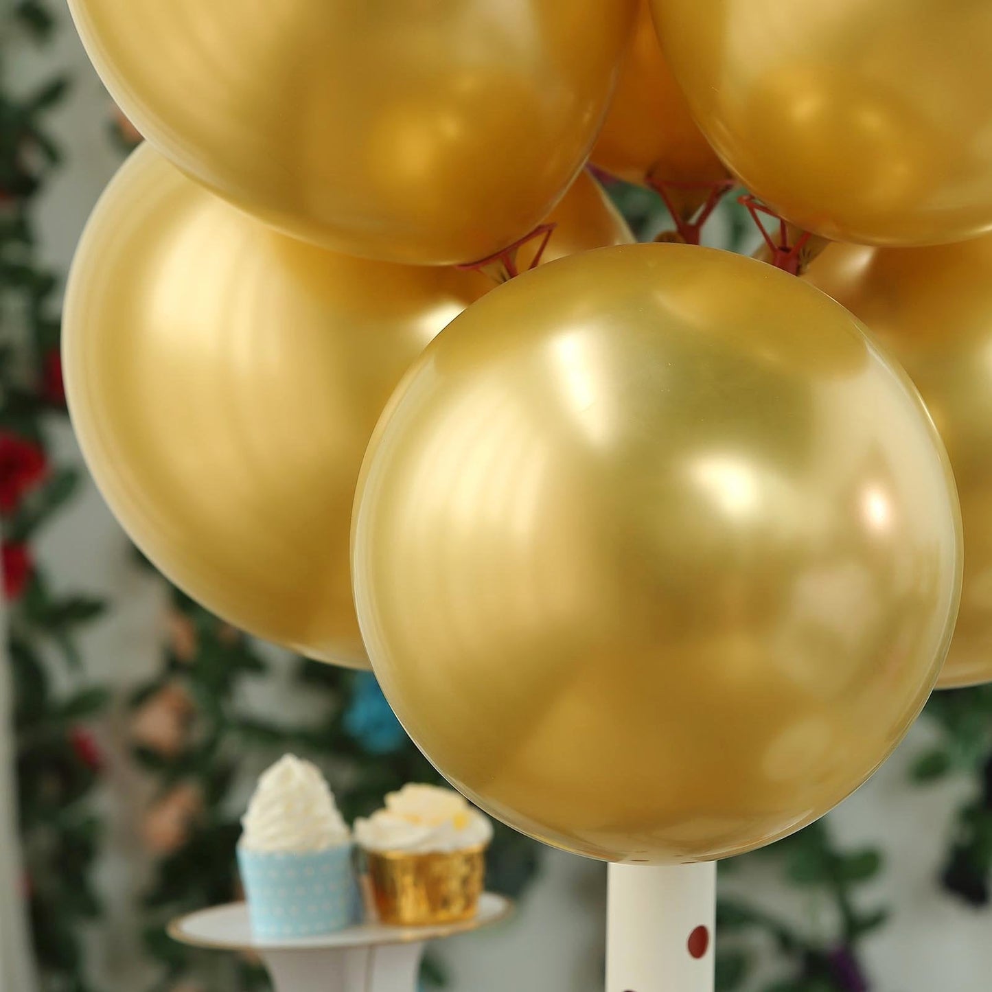 50 Gold Metallic Chrome Balloons - Shiny Latex 12" Thicken For Wedding, Birthday Party, Baby Shower, New Years, Graduation & Sweet 16