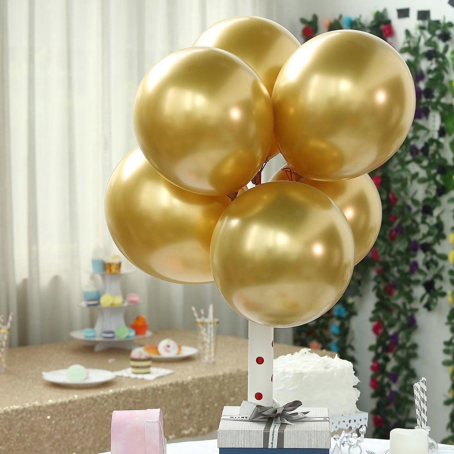 50 Gold Metallic Chrome Balloons - Shiny Latex 12" Thicken For Wedding, Birthday Party, Baby Shower, New Years, Graduation & Sweet 16