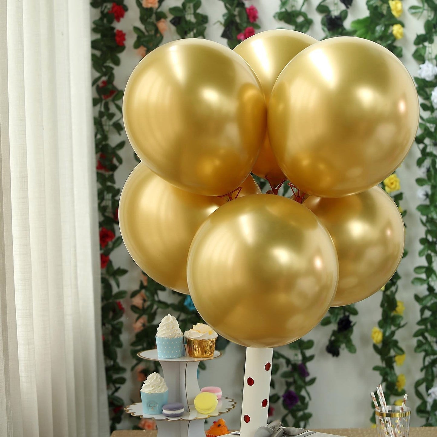 50 Gold Metallic Chrome Balloons - Shiny Latex 12" Thicken For Wedding, Birthday Party, Baby Shower, New Years, Graduation & Sweet 16