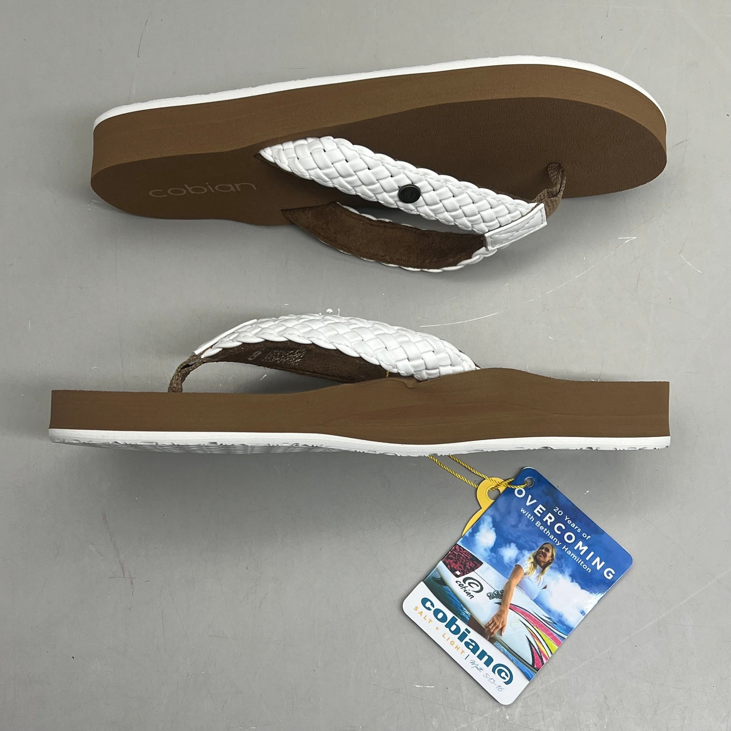 COBIAN Braided Bounce Synthetic Leather Sandals Women's Sz 6 EU 35.5 White BRB10-100-6