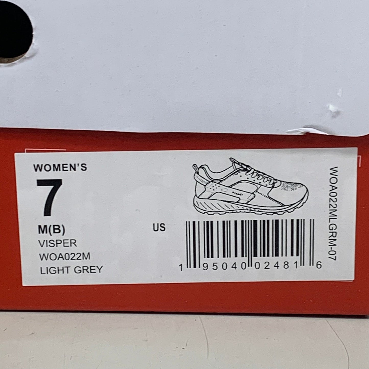 PROPET Visper Diabetic Hiking Sneaker Orthotic Women's SZ 7 Light Grey WOA022MLGRM-07