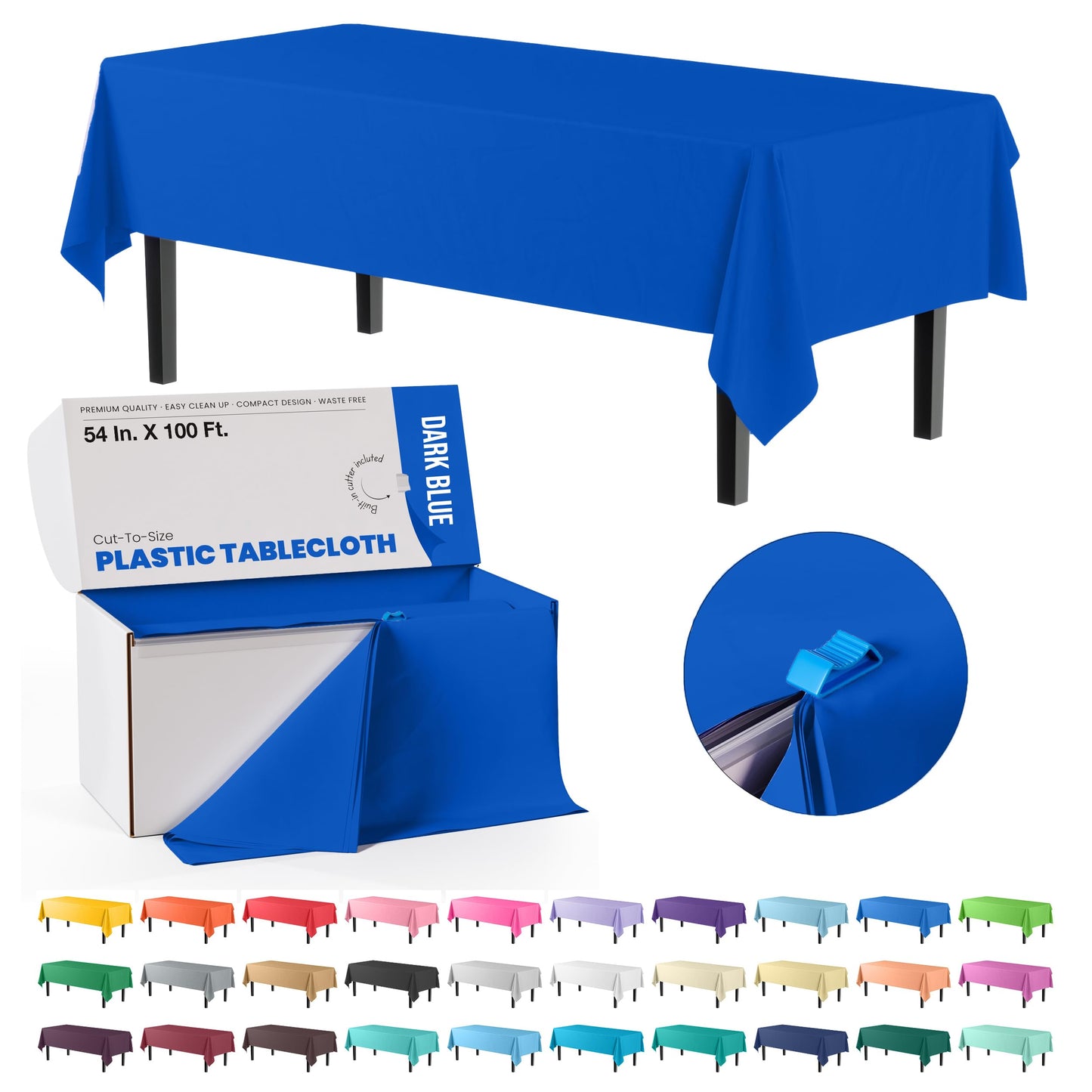 54 In. x 100 Ft. Cut To Size Table Roll | Dark Blue | Case of 6