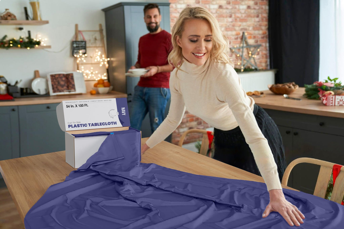 54 In. x 100 Ft. Cut To Size Table Roll | Navy | Case of 6
