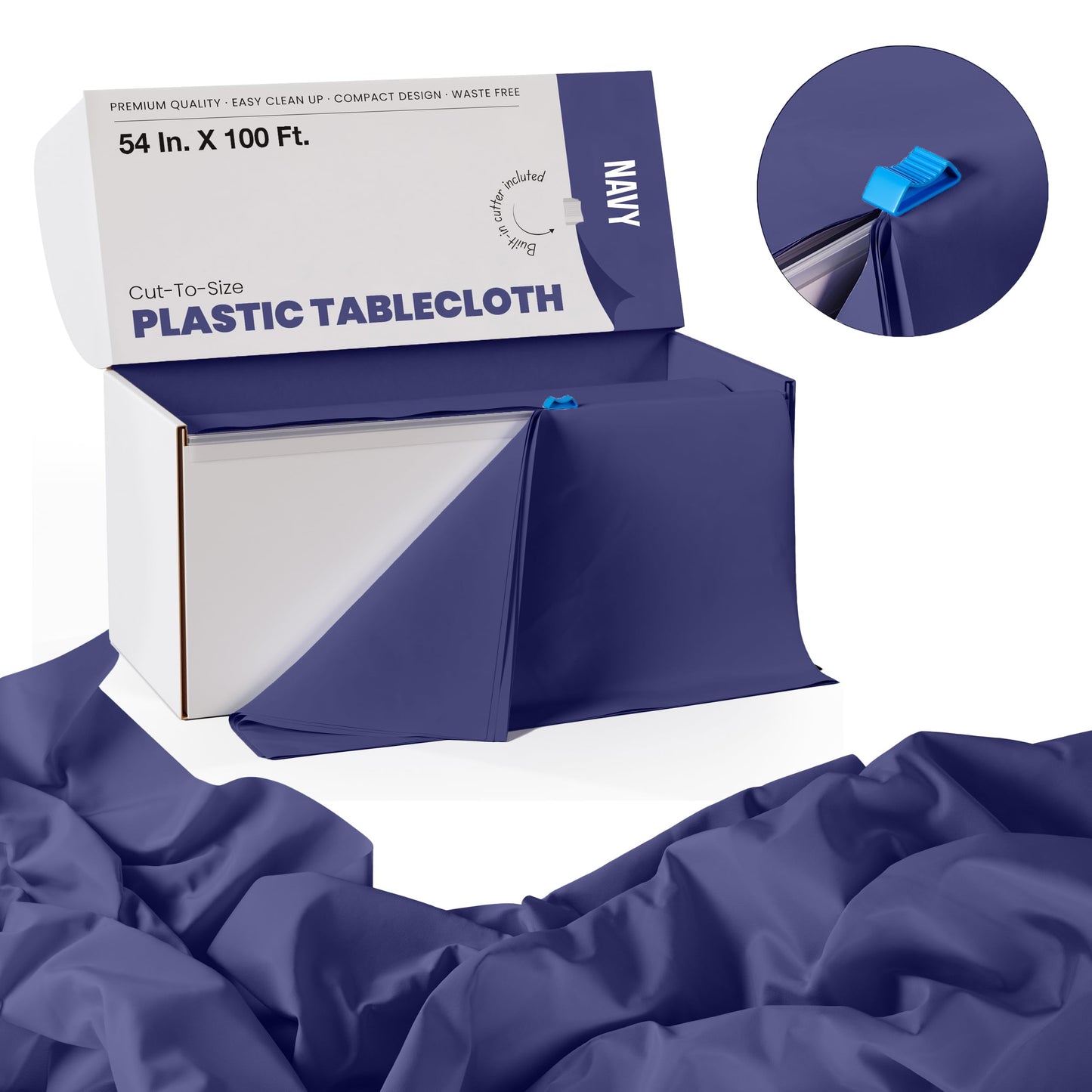 54 In. x 100 Ft. Cut To Size Table Roll | Navy | Case of 6