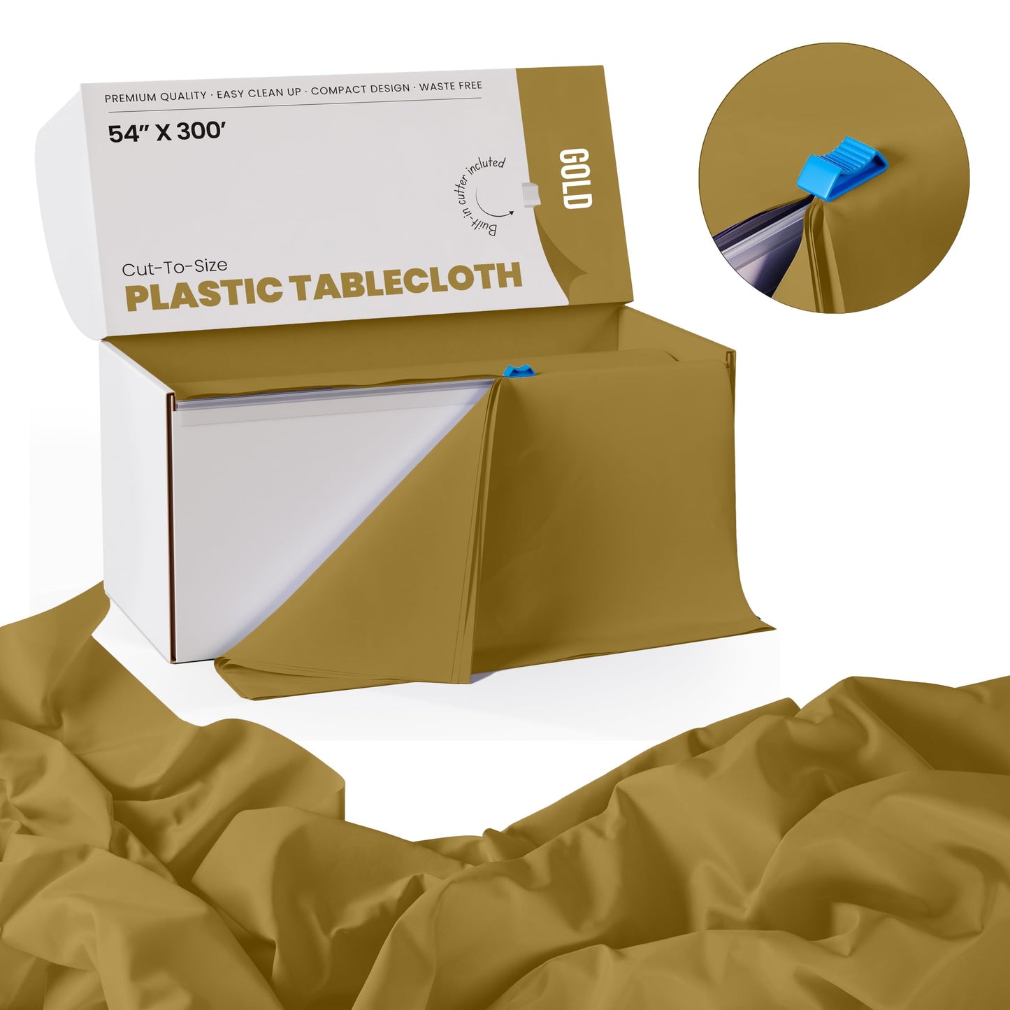 54 In. x 300 Ft. Cut To Size Table Roll | Gold | Case of 4