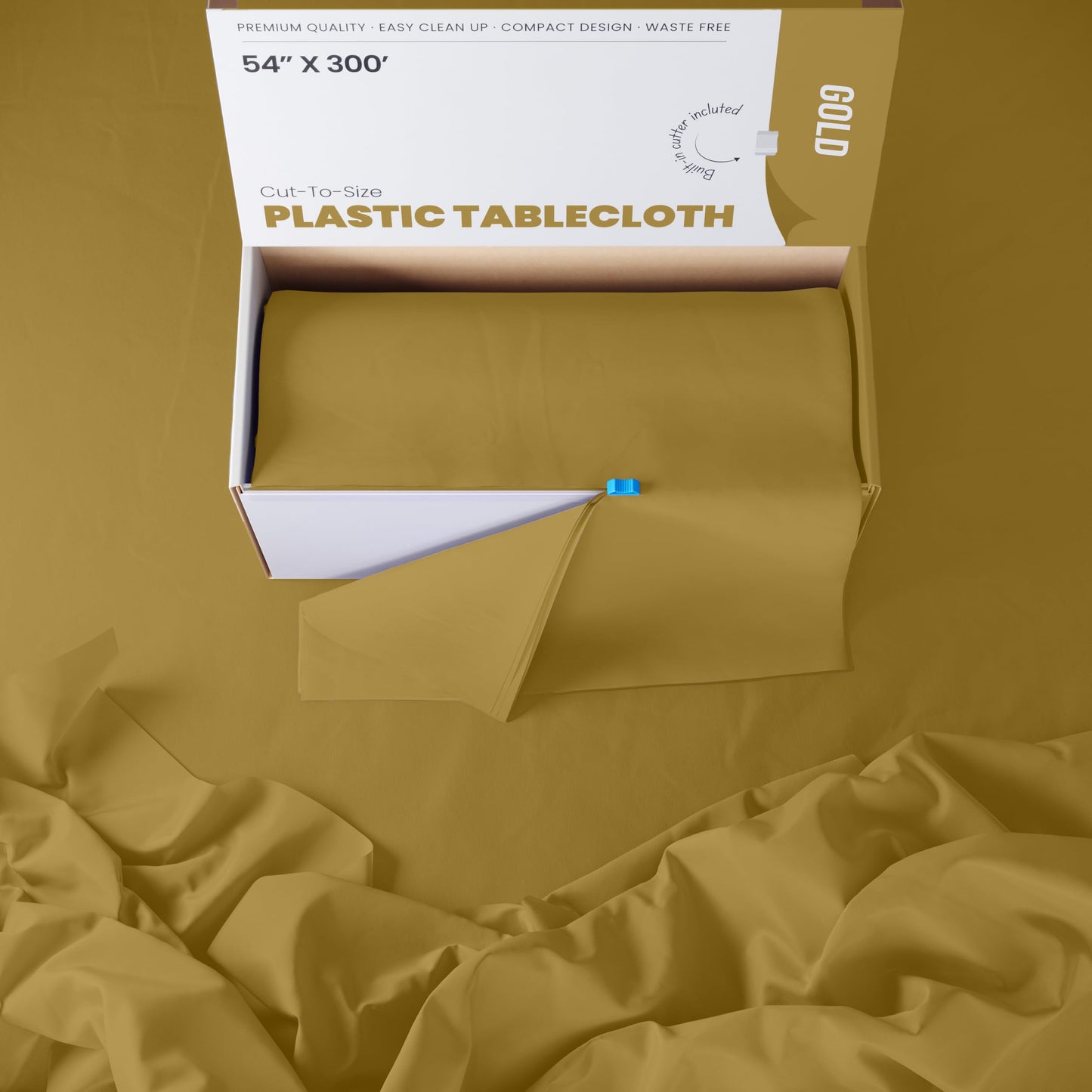 54 In. x 300 Ft. Cut To Size Table Roll | Gold | Case of 4