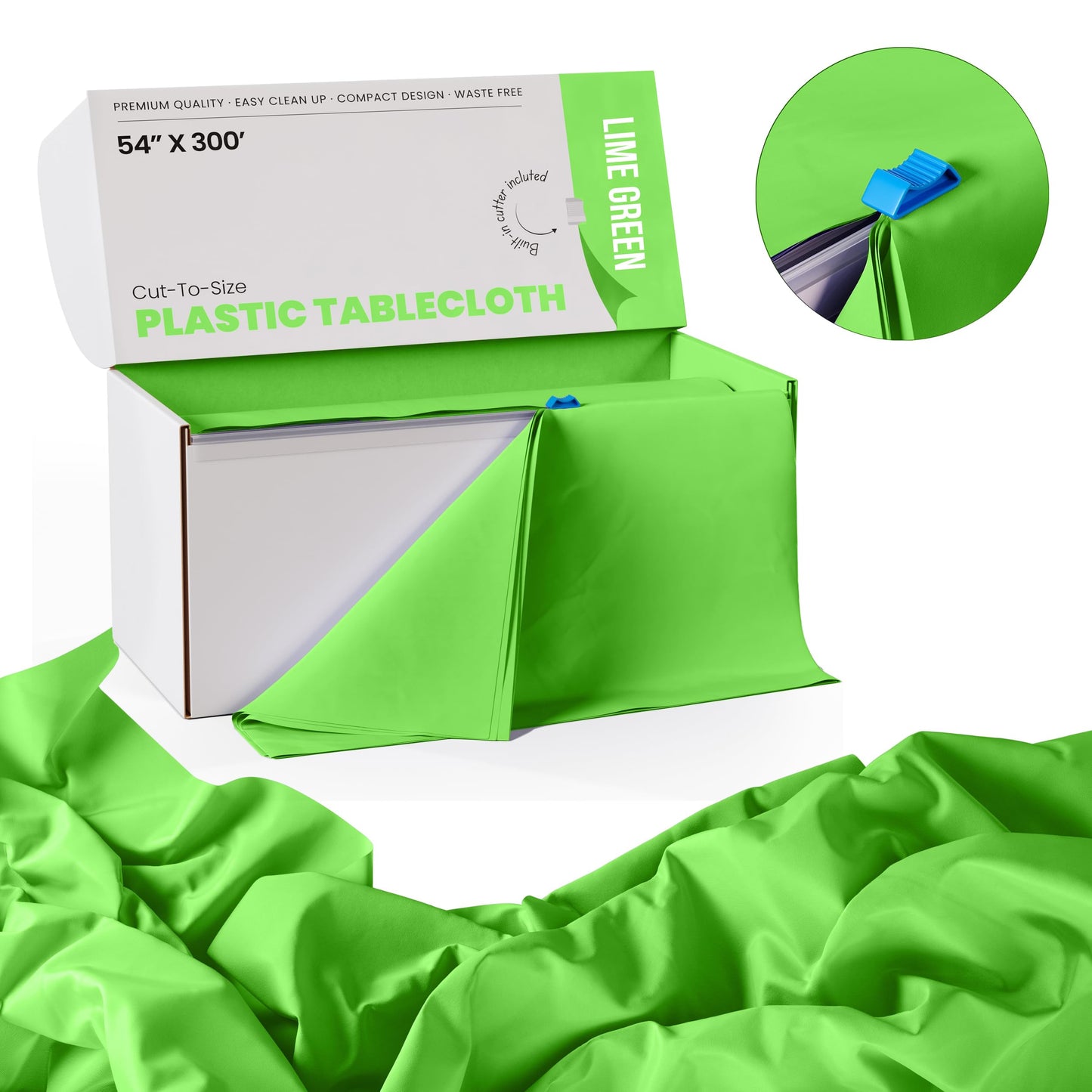 54 In. x 300 Ft. Cut To Size Table Roll | Lime Green | Case of 4