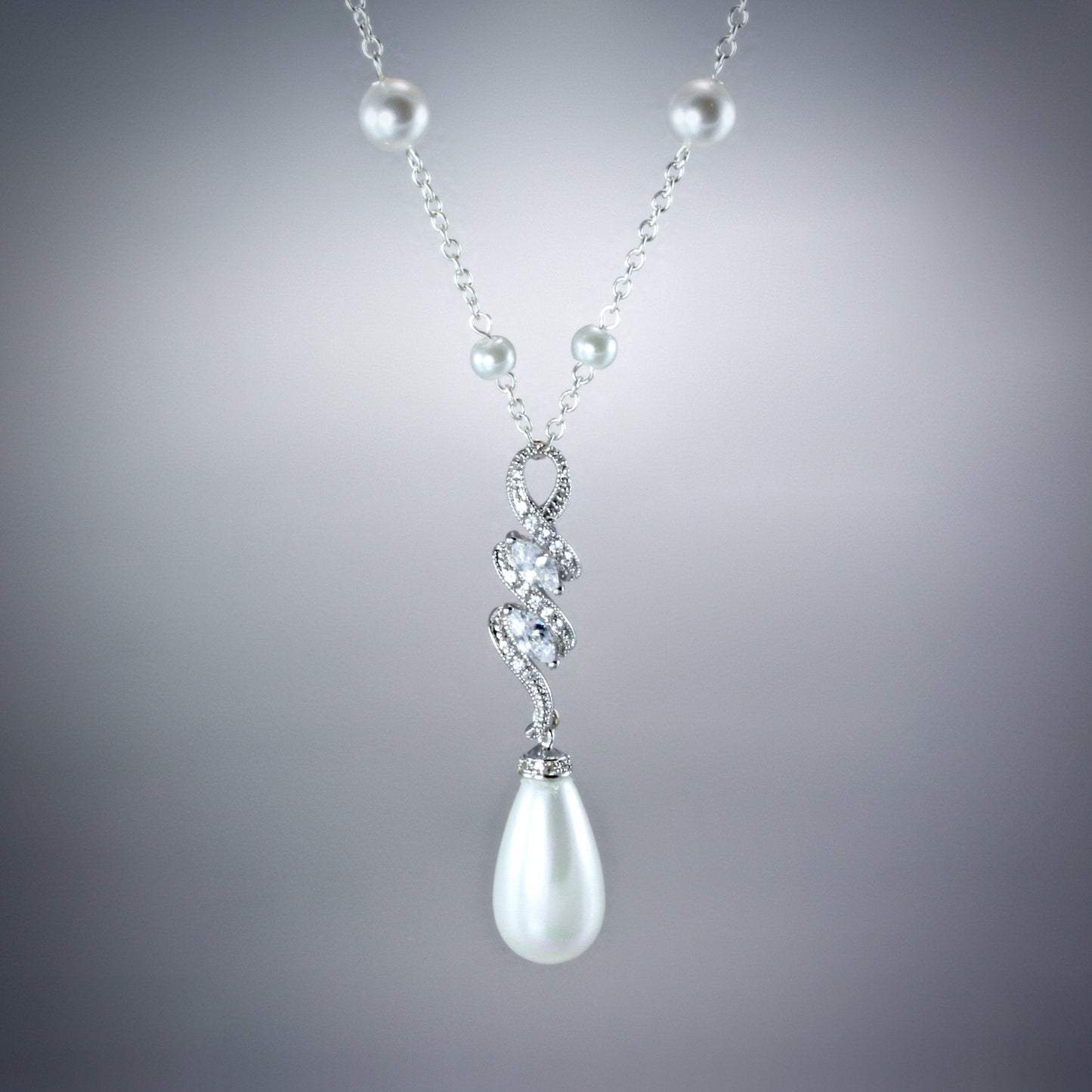 "Vanessa" - Pearl and Cubic Zirconia Bridal Jewelry Set