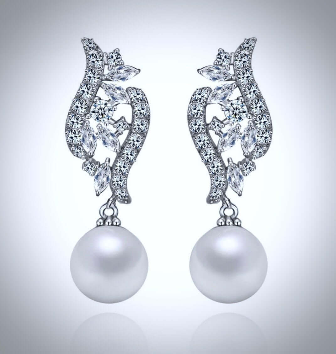 "Adeline" - Pearl and Cubic Zirconia Bridal Jewelry Set
