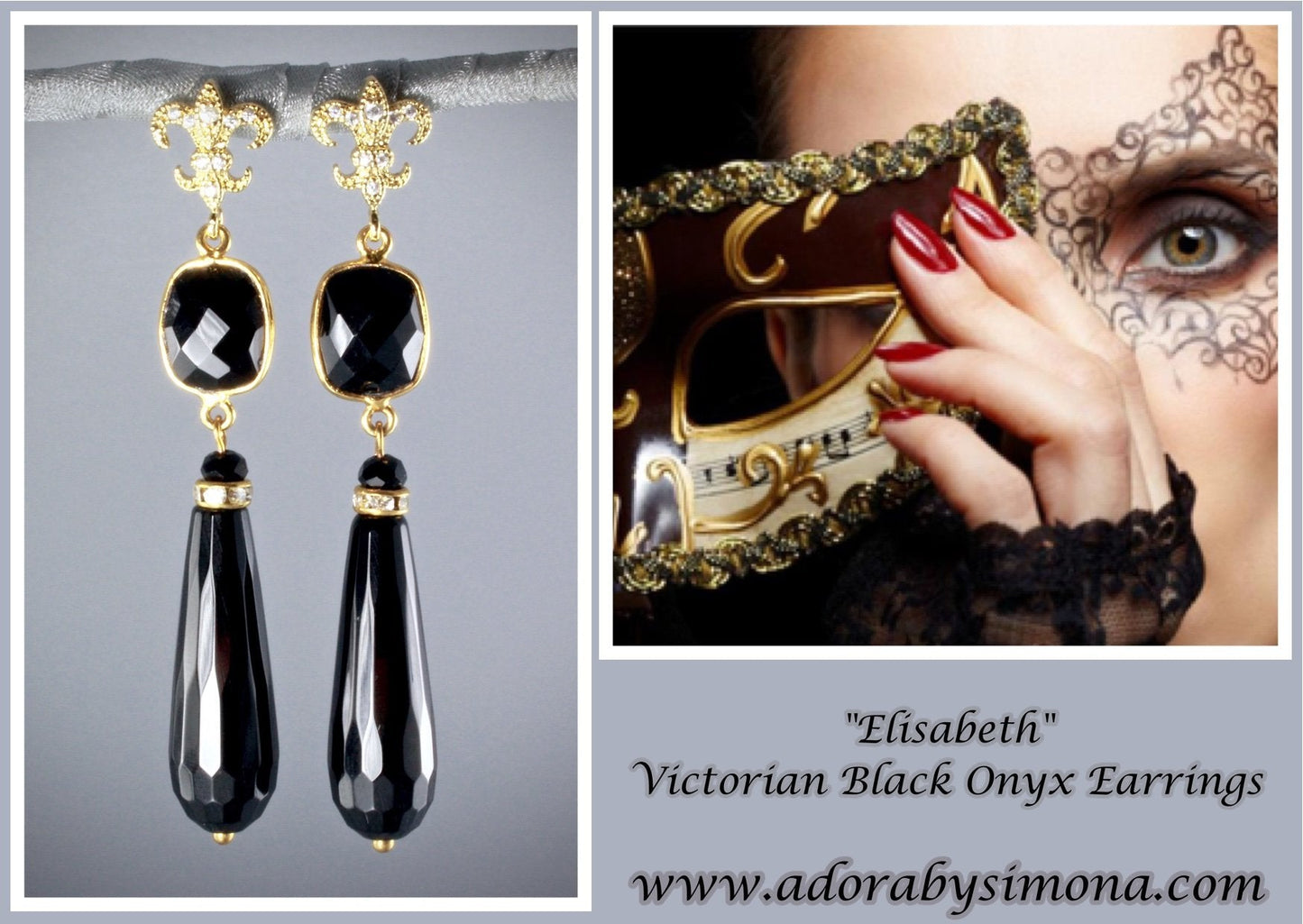 Elizabeth - Victorian Black Onyx Earrings