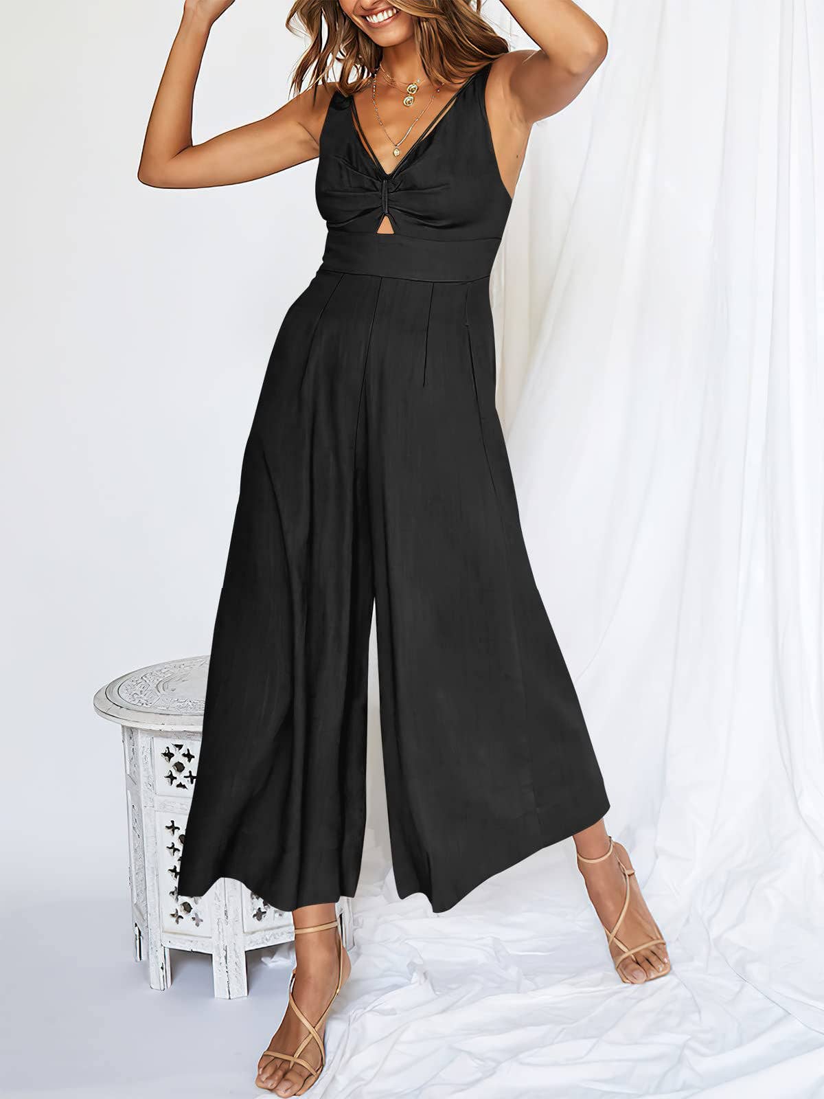 Ladies String Shoulder Overall Sleeveless Jumpsuit 2387