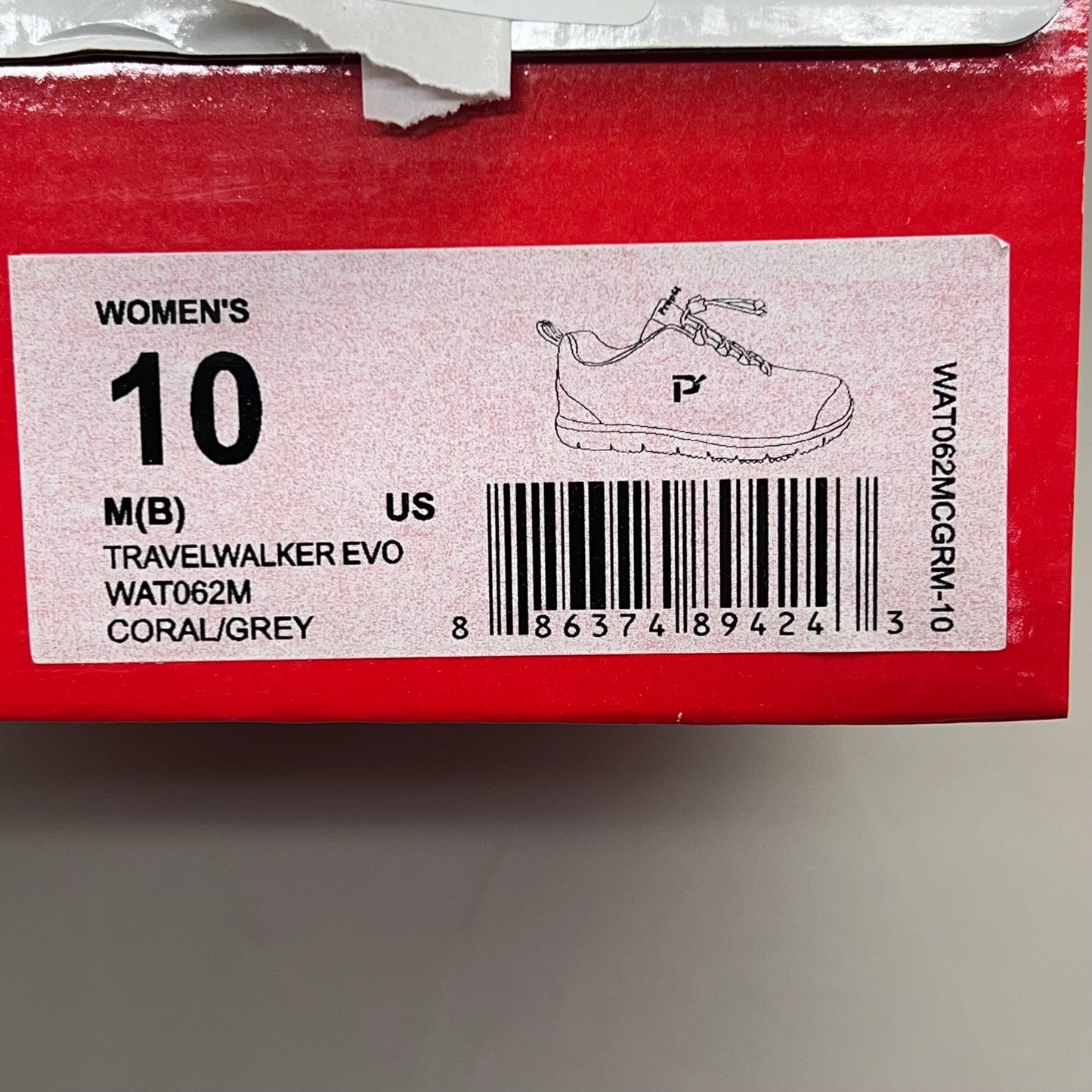 PROPET Travel Walker Evo Shoe Women's Sz 10 Width M(B) Coral/Grey WAT062M