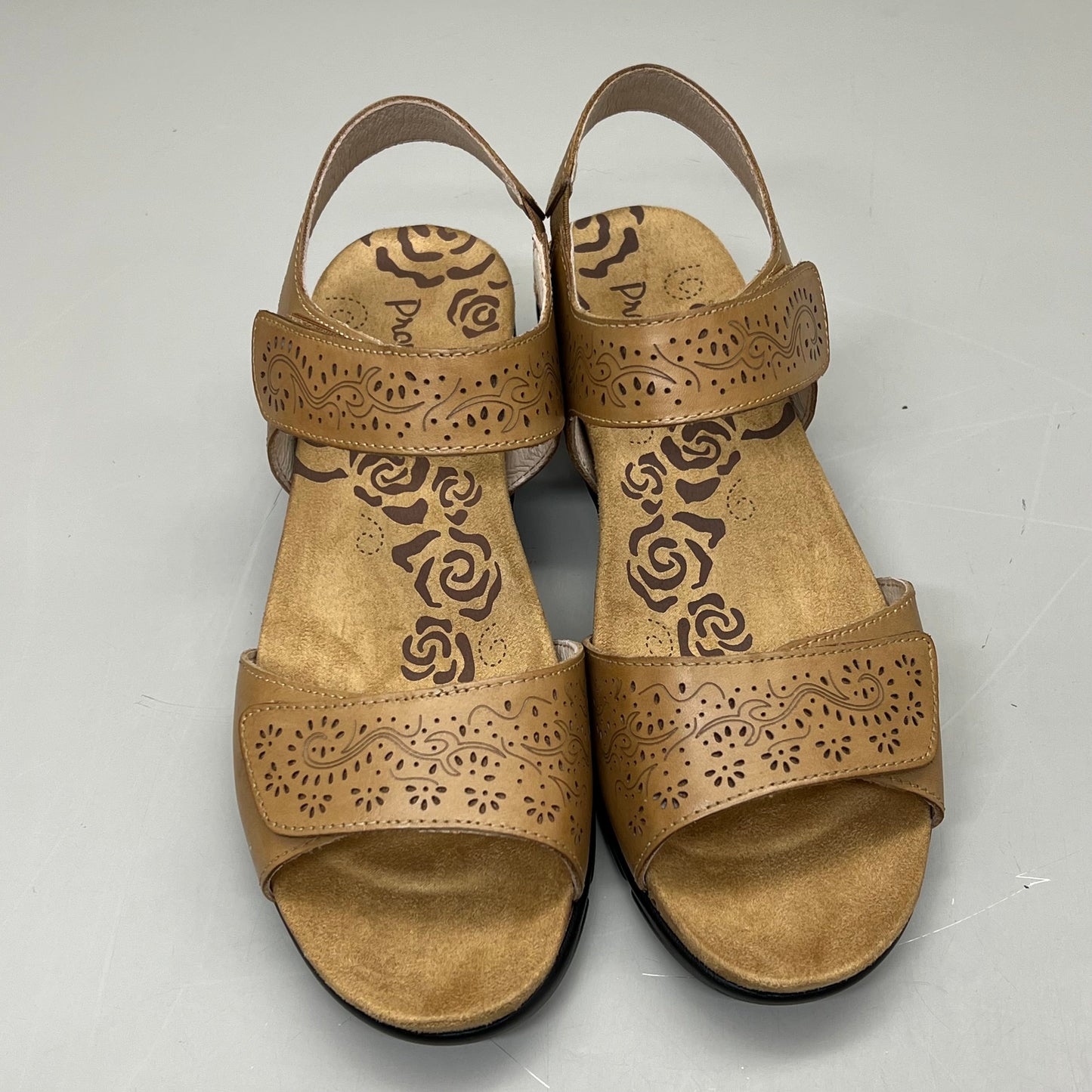 PROPET Wanda Sandal w/Wedge Heel Design Womens Sz 8.5 XX WIDE (4E) Tan WSX203L