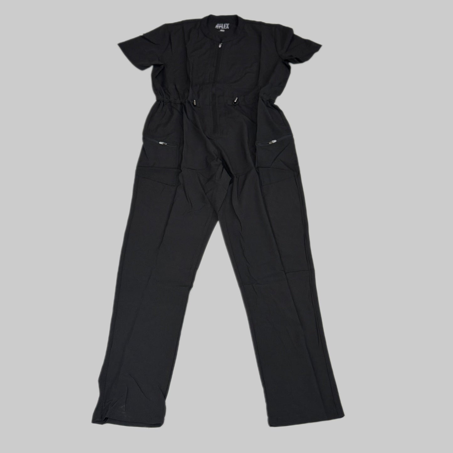 GREEN TOWN 4 Flex Scrubs Jumpsuit Cinch In Waist Women's Sz XL Black GFX-023AST