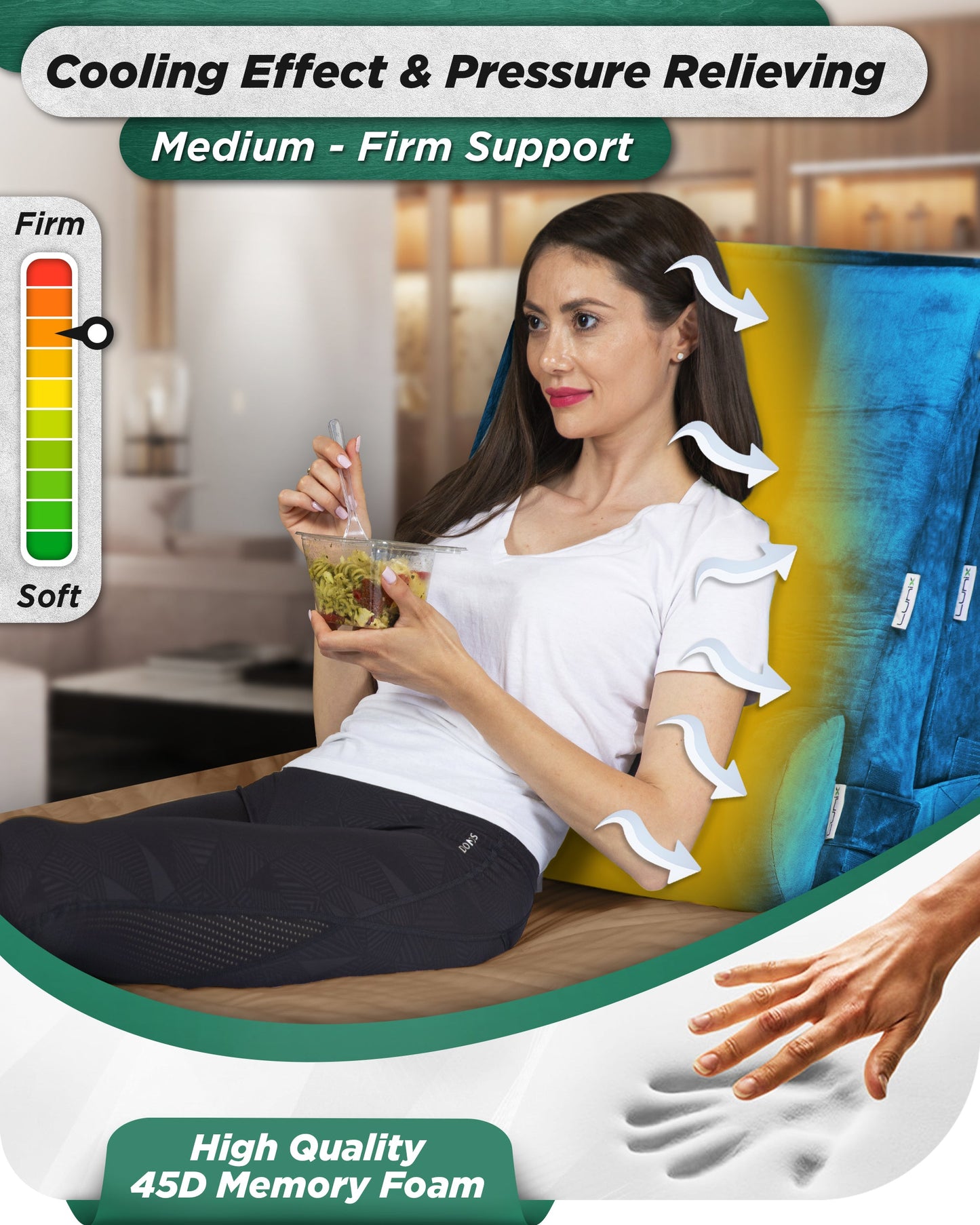 LX11 5pcs Orthopedic Bed Wedge Pillow System, with Hot Cold Pack Blue