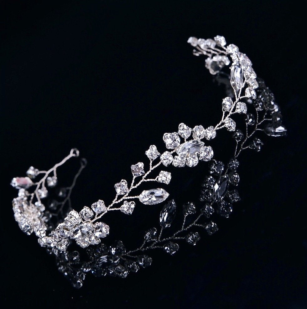Ellie - Crystal Bridal Headband / Vine