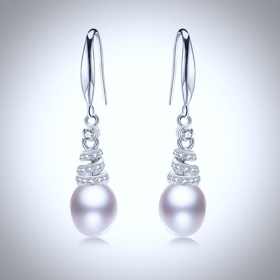 "Milena" - Freshwater Pearl and Sterling Silver Bridal Necklace and Earrings Set
