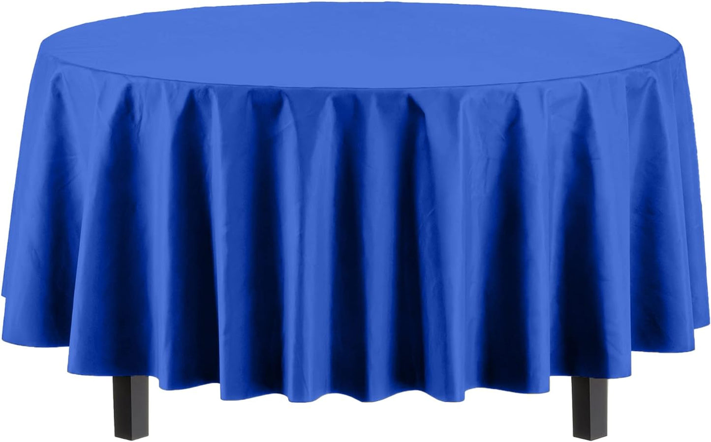 Dark Blue Round Plastic Table Covers | 6 Pack