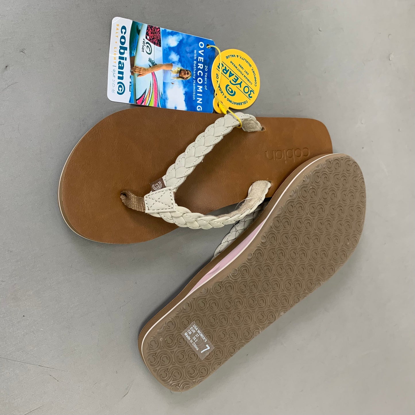 COBIAN Braided Pacifica Sandals Women's SZ 7, EU 37 Cream BBP23-110-7